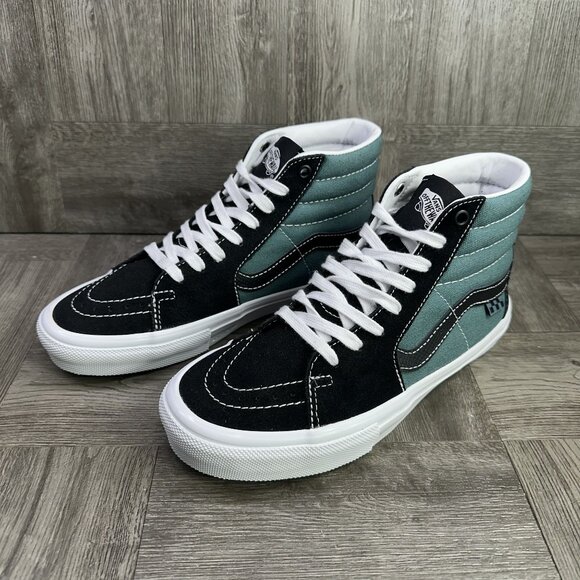 Vans Sk8-Hi Men's 6/Women's size 7.5 Black Dusty Green Skate Shoes - Picture 3 of 8